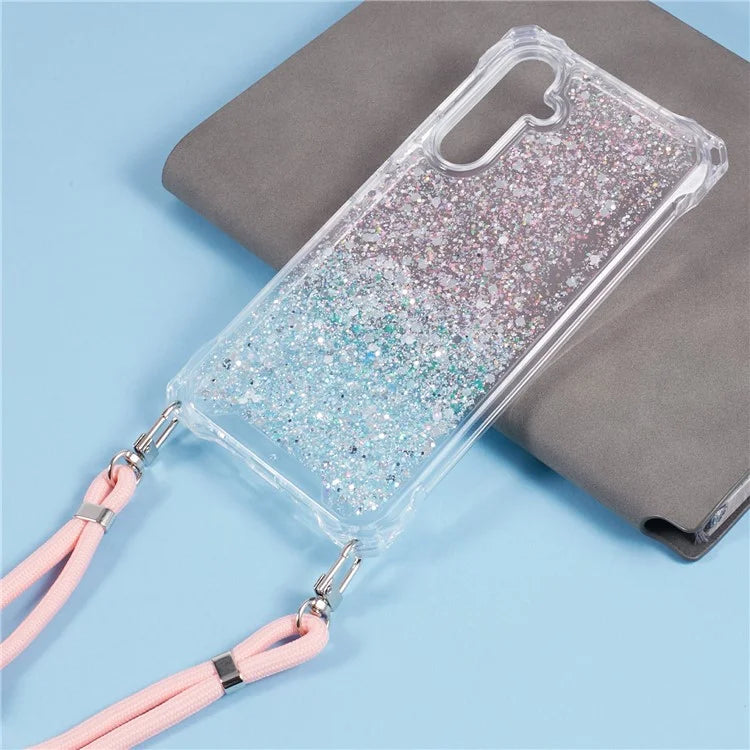 For Samsung Galaxy A13 5G Wholesale Phone Cases TPU+Acrylic Anti-drop Dual Color Cover with Strap