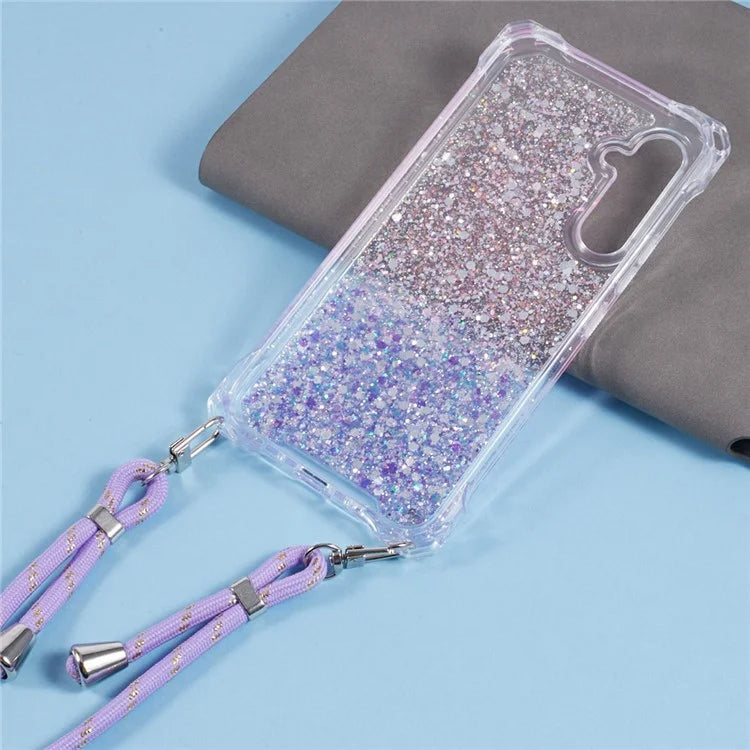 For Samsung Galaxy A13 5G Wholesale Phone Cases TPU+Acrylic Anti-drop Dual Color Cover with Strap