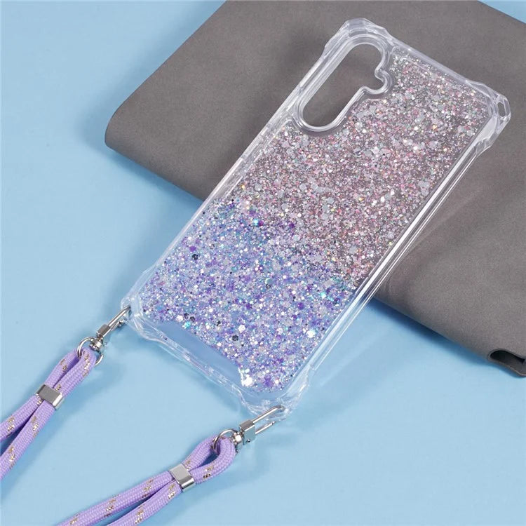 For Samsung Galaxy A14 4G / 5G Wholesale Phone Cases Gradient Color TPU+Acrylic Cover with Strap