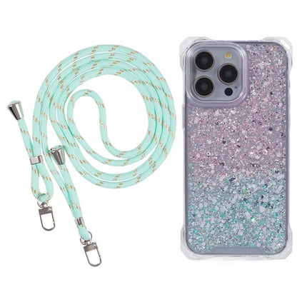 For iPhone 13 Pro Dual-Color Gradient Phone Case TPU+Acrylic Back Shell with Strap
