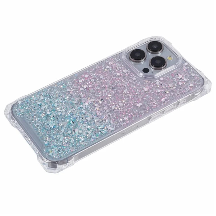 For iPhone 13 Pro Dual-Color Gradient Phone Case TPU+Acrylic Back Shell with Strap