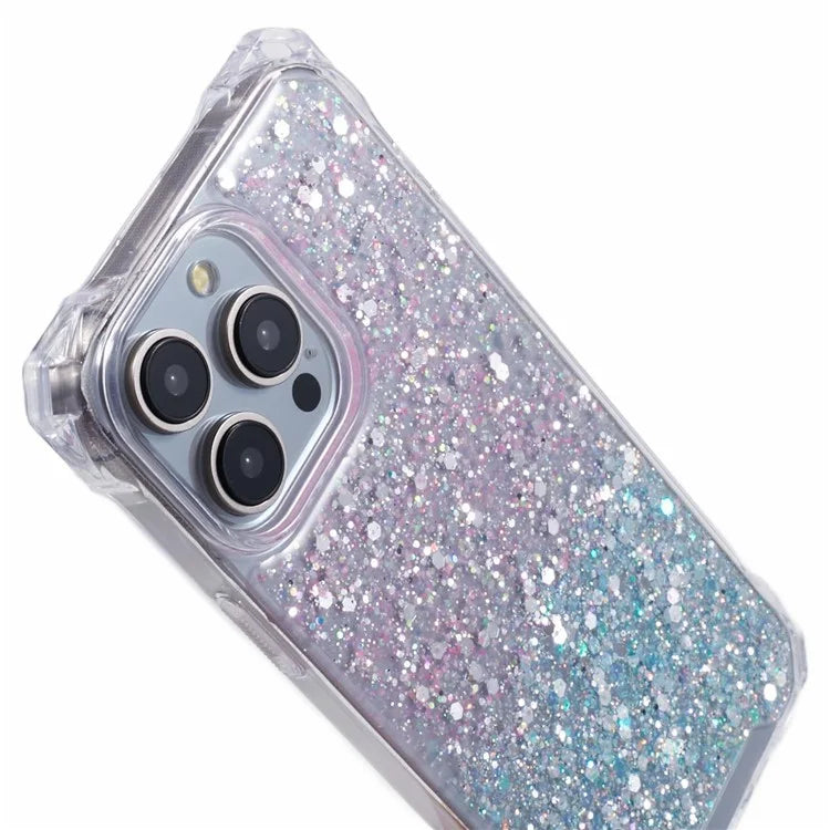 For iPhone 13 Pro Dual-Color Gradient Phone Case TPU+Acrylic Back Shell with Strap