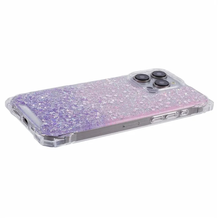 For iPhone 13 Pro Dual-Color Gradient Phone Case TPU+Acrylic Back Shell with Strap