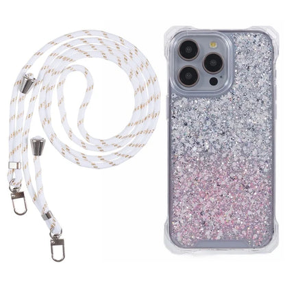 For iPhone 13 Pro Dual-Color Gradient Phone Case TPU+Acrylic Back Shell with Strap