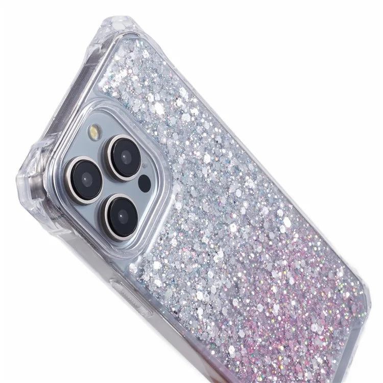 For iPhone 13 Pro Dual-Color Gradient Phone Case TPU+Acrylic Back Shell with Strap