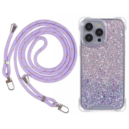 For iPhone 14 Pro Cell Phone Cases Dual-Color Gradient TPU+Acrylic Back Shell with Strap