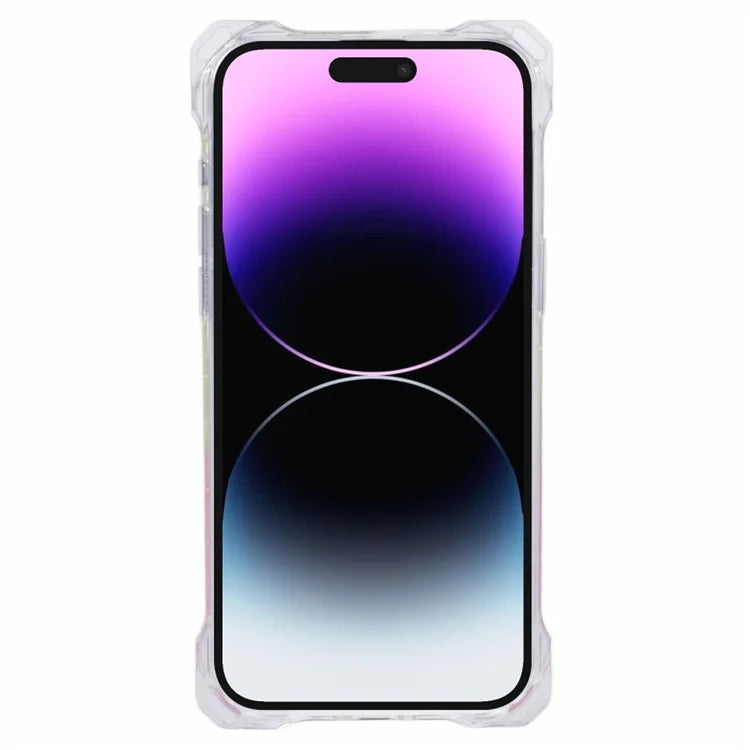 For iPhone 14 Pro Cell Phone Cases Dual-Color Gradient TPU+Acrylic Back Shell with Strap
