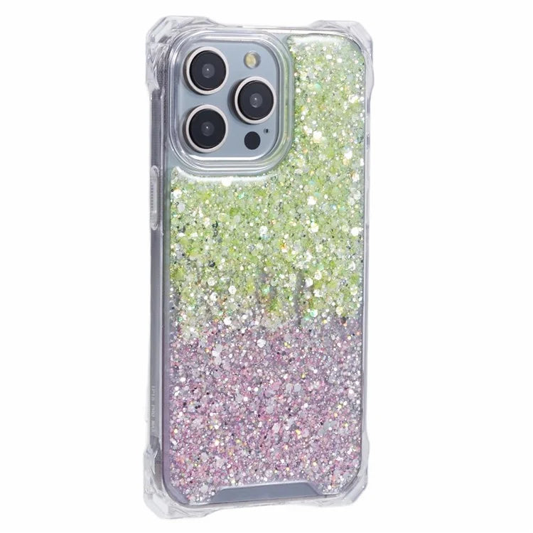 For iPhone 14 Pro Cell Phone Cases Dual-Color Gradient TPU+Acrylic Back Shell with Strap