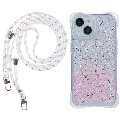 For iPhone 13 Dual-Color Gradient Phone Case Slim-Fit TPU+Acrylic Cell Phone Shell with Strap