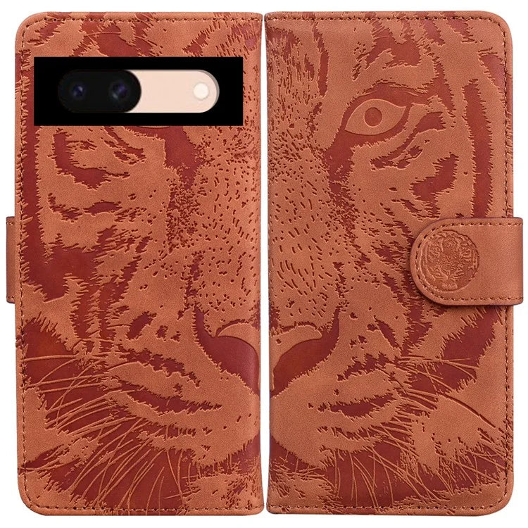 For Google Pixel 8a Wallet Case Tiger Pattern PU Leather Full Protection Phone Cover