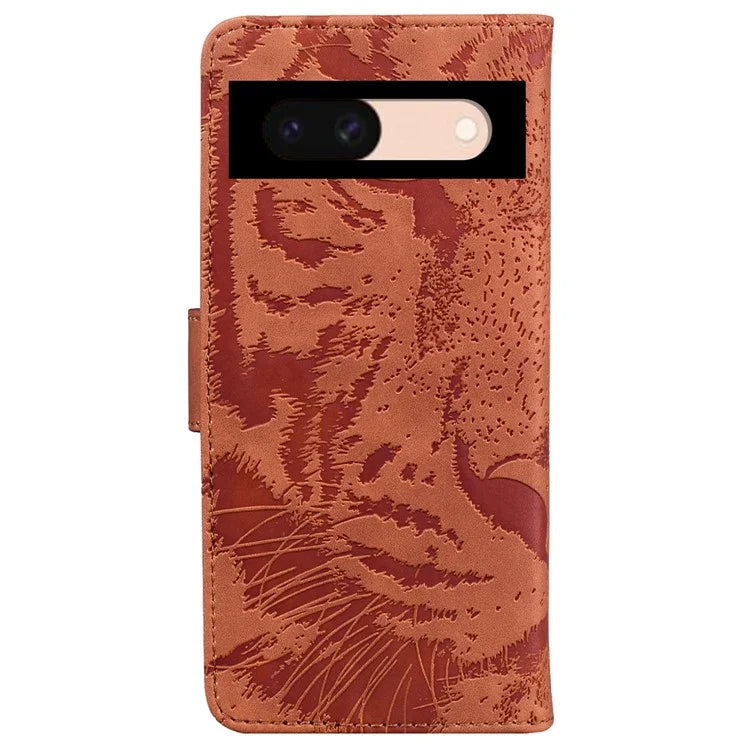 For Google Pixel 8a Wallet Case Tiger Pattern PU Leather Full Protection Phone Cover