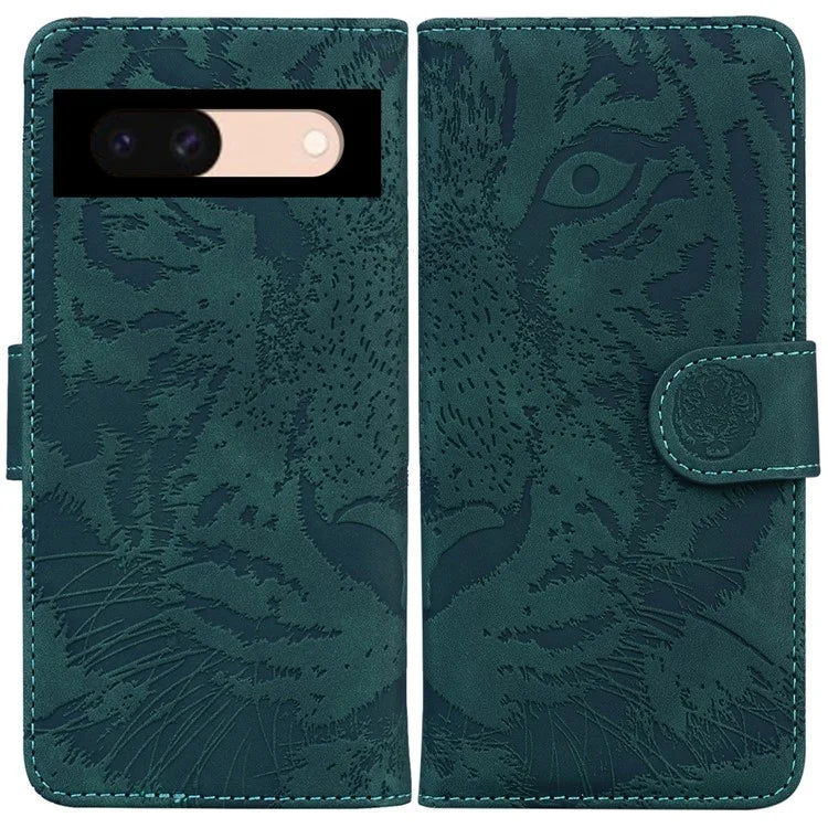 For Google Pixel 8a Wallet Case Tiger Pattern PU Leather Full Protection Phone Cover