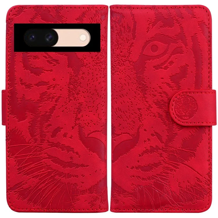 For Google Pixel 8a Wallet Case Tiger Pattern PU Leather Full Protection Phone Cover