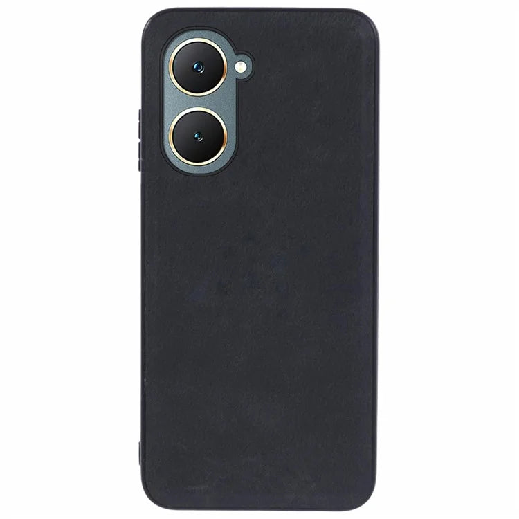 For vivo Y03 Case Retro PU Leather Coated PC+TPU Hybrid Phone Cover