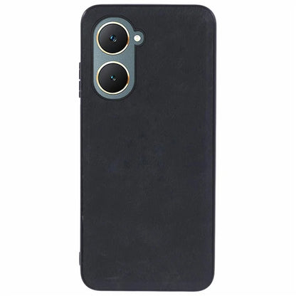For vivo Y03 Case Retro PU Leather Coated PC+TPU Hybrid Phone Cover