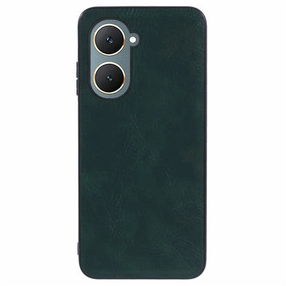 For vivo Y03 Case Retro PU Leather Coated PC+TPU Hybrid Phone Cover