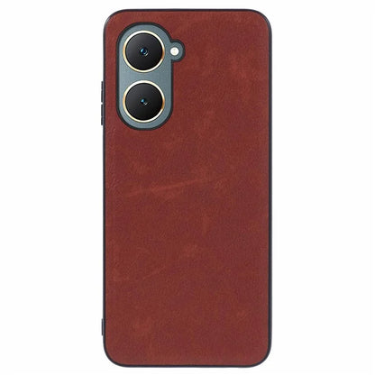 For vivo Y03 Case Retro PU Leather Coated PC+TPU Hybrid Phone Cover