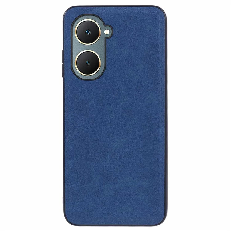 For vivo Y03 Case Retro PU Leather Coated PC+TPU Hybrid Phone Cover