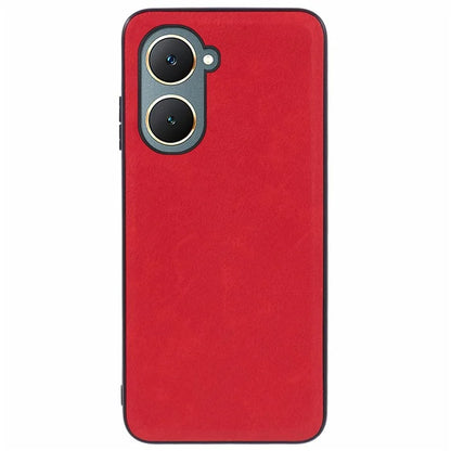 For vivo Y03 Case Retro PU Leather Coated PC+TPU Hybrid Phone Cover