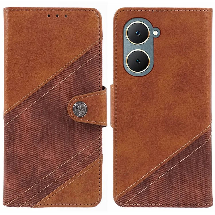 For vivo Y03 Case Splicing Design Leather Wallet Stand Phone Cover