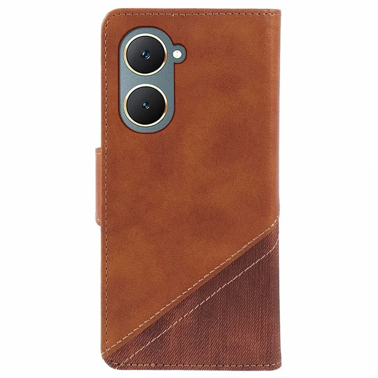 For vivo Y03 Case Splicing Design Leather Wallet Stand Phone Cover