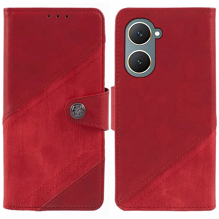 For vivo Y03 Case Splicing Design Leather Wallet Stand Phone Cover