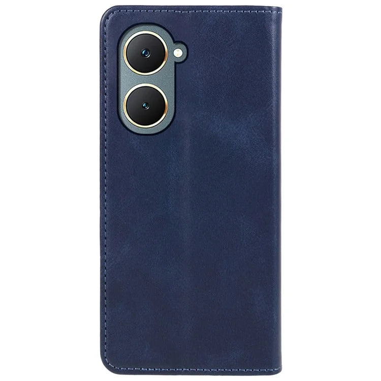 For vivo Y03 Case Solid Color Calf Texture PU Leather Phone Cover with Magnetic Closure