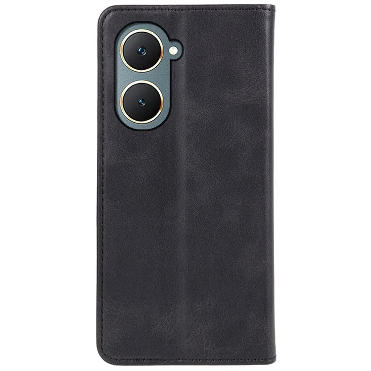 For vivo Y03 Case Solid Color Calf Texture PU Leather Phone Cover with Magnetic Closure
