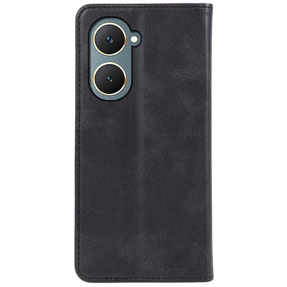 For vivo Y03 Case Solid Color Calf Texture PU Leather Phone Cover with Magnetic Closure