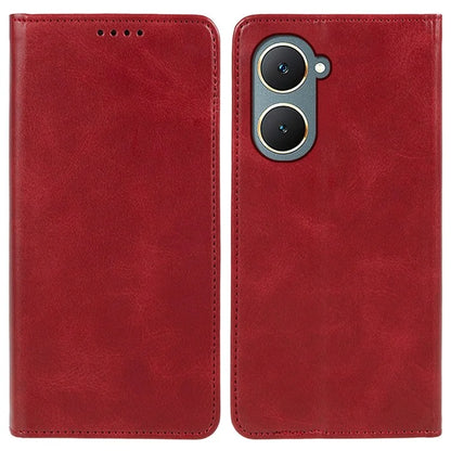 For vivo Y03 Case Solid Color Calf Texture PU Leather Phone Cover with Magnetic Closure