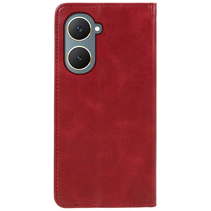 For vivo Y03 Case Solid Color Calf Texture PU Leather Phone Cover with Magnetic Closure