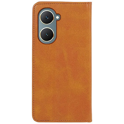 For vivo Y03 Case Solid Color Calf Texture PU Leather Phone Cover with Magnetic Closure