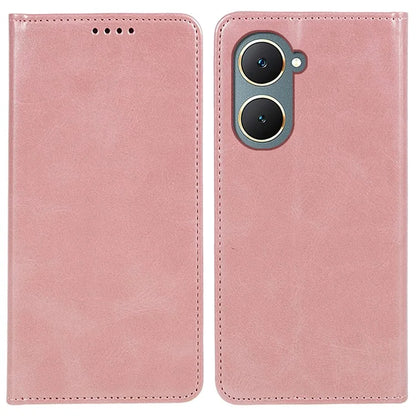 For vivo Y03 Case Solid Color Calf Texture PU Leather Phone Cover with Magnetic Closure