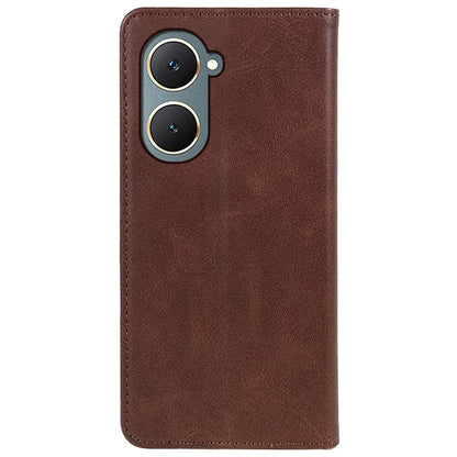 For vivo Y03 Case Solid Color Calf Texture PU Leather Phone Cover with Magnetic Closure