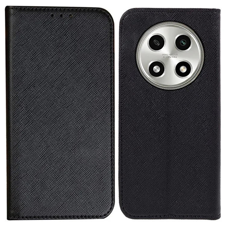 For Oppo A2 Pro 5G Case Cross Texture Magnetic Closing Wallet Leather Cover