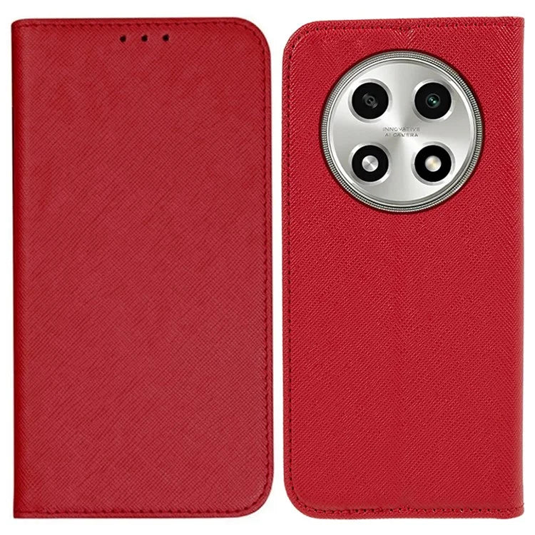 For Oppo A2 Pro 5G Case Cross Texture Magnetic Closing Wallet Leather Cover