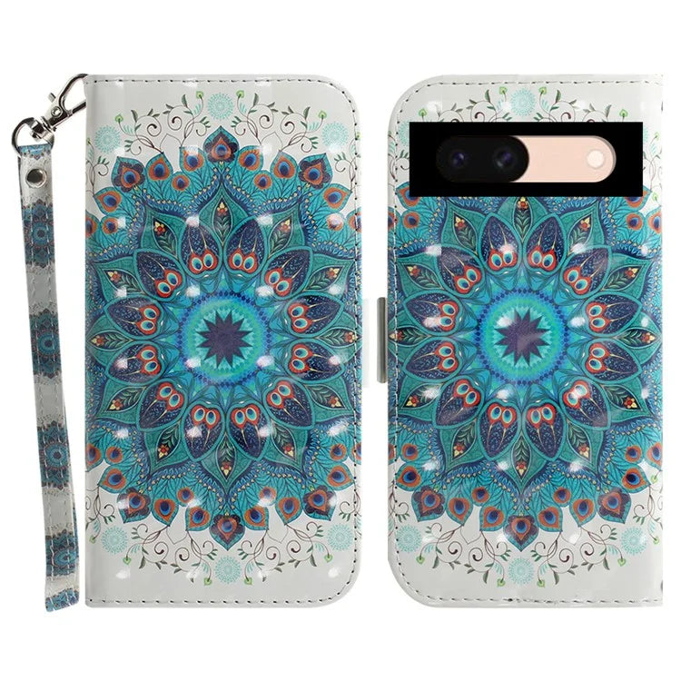 For Google Pixel 8a Wallet Case PU Leather Pattern Printing Flip Phone Cover