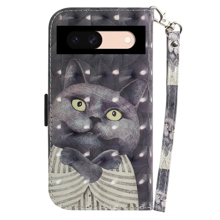 For Google Pixel 8a Wallet Case PU Leather Pattern Printing Flip Phone Cover