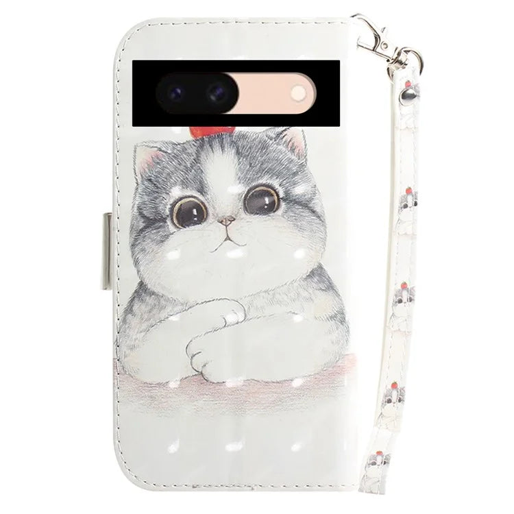 For Google Pixel 8a Wallet Case PU Leather Pattern Printing Flip Phone Cover