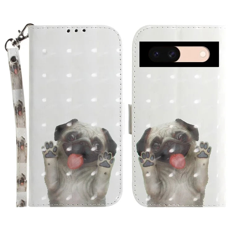 For Google Pixel 8a Wallet Case PU Leather Pattern Printing Flip Phone Cover