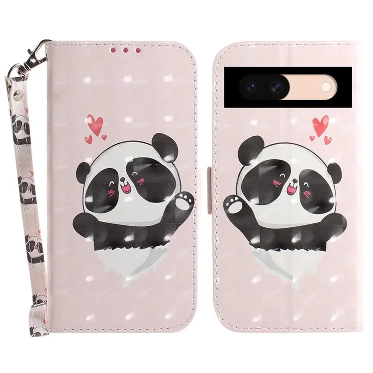 For Google Pixel 8a Wallet Case PU Leather Pattern Printing Flip Phone Cover