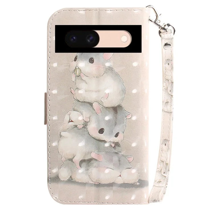 For Google Pixel 8a Wallet Case PU Leather Pattern Printing Flip Phone Cover