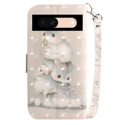 For Google Pixel 8a Wallet Case PU Leather Pattern Printing Flip Phone Cover