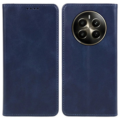 For Realme 12 5G Case Calf Texture PU Leather Flip Phone Shell Magnetic Closing Design