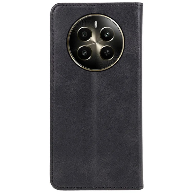 For Realme 12 5G Case Calf Texture PU Leather Flip Phone Shell Magnetic Closing Design