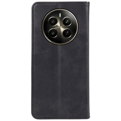 For Realme 12 5G Case Calf Texture PU Leather Flip Phone Shell Magnetic Closing Design