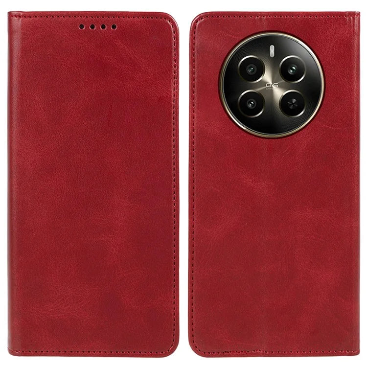 For Realme 12 5G Case Calf Texture PU Leather Flip Phone Shell Magnetic Closing Design