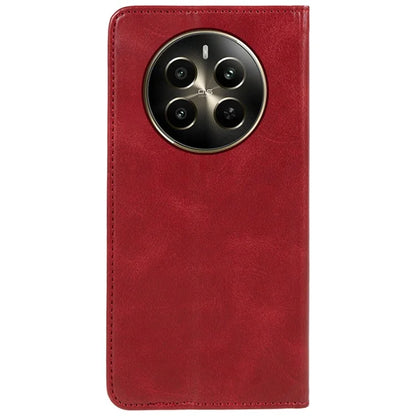 For Realme 12 5G Case Calf Texture PU Leather Flip Phone Shell Magnetic Closing Design