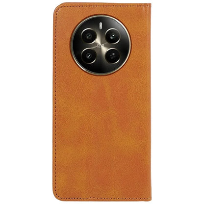 For Realme 12 5G Case Calf Texture PU Leather Flip Phone Shell Magnetic Closing Design