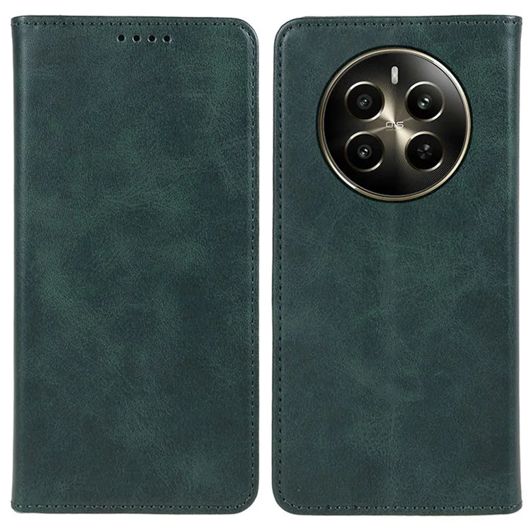 For Realme 12 5G Case Calf Texture PU Leather Flip Phone Shell Magnetic Closing Design